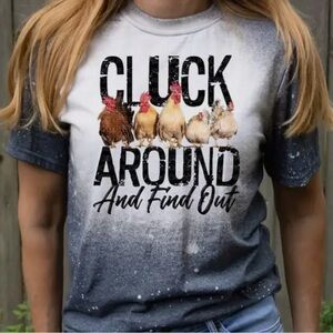 Gray and White Chicken Graphic T-Shirt